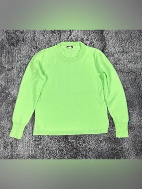 J. Crew Lightweight Crewneck Sweater in Neon Lime 100% CAHSMERE SIZE M